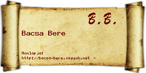 Bacsa Bere névjegykártya
